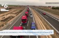 La huelga de camioneros provoca retenciones en la A-31 a la altura de Albacete